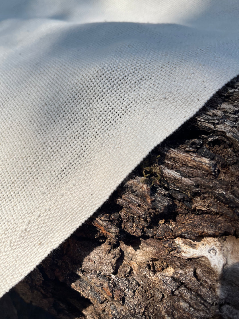 Heavy Weight Organic Cotton Open Weave Sewing Fabric, Natural Undyed, Wide Width 240 cm.