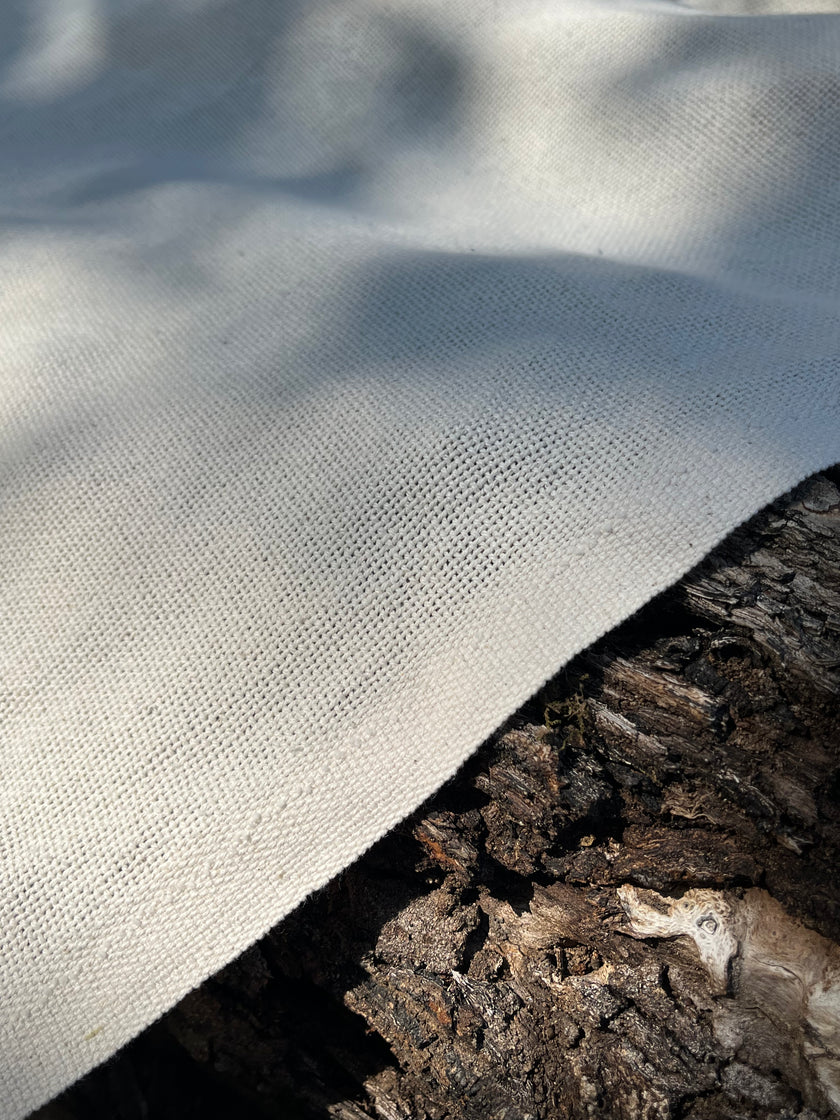 Heavy Weight Organic Cotton Open Weave Sewing Fabric, Natural Undyed, Wide Width 240 cm.