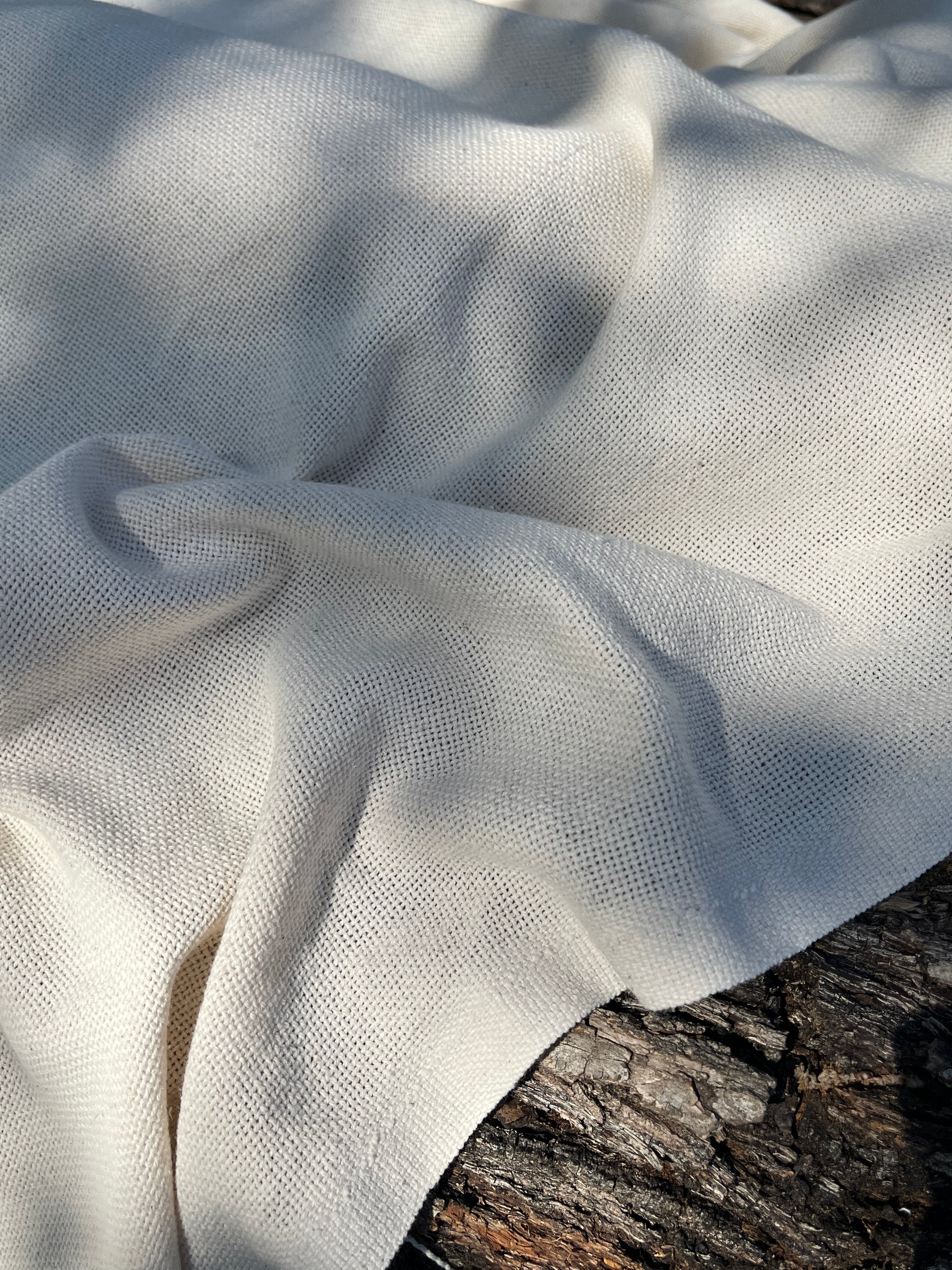 Heavy Weight Organic Cotton Open Weave Sewing Fabric, Natural Undyed, Wide Width 240 cm.