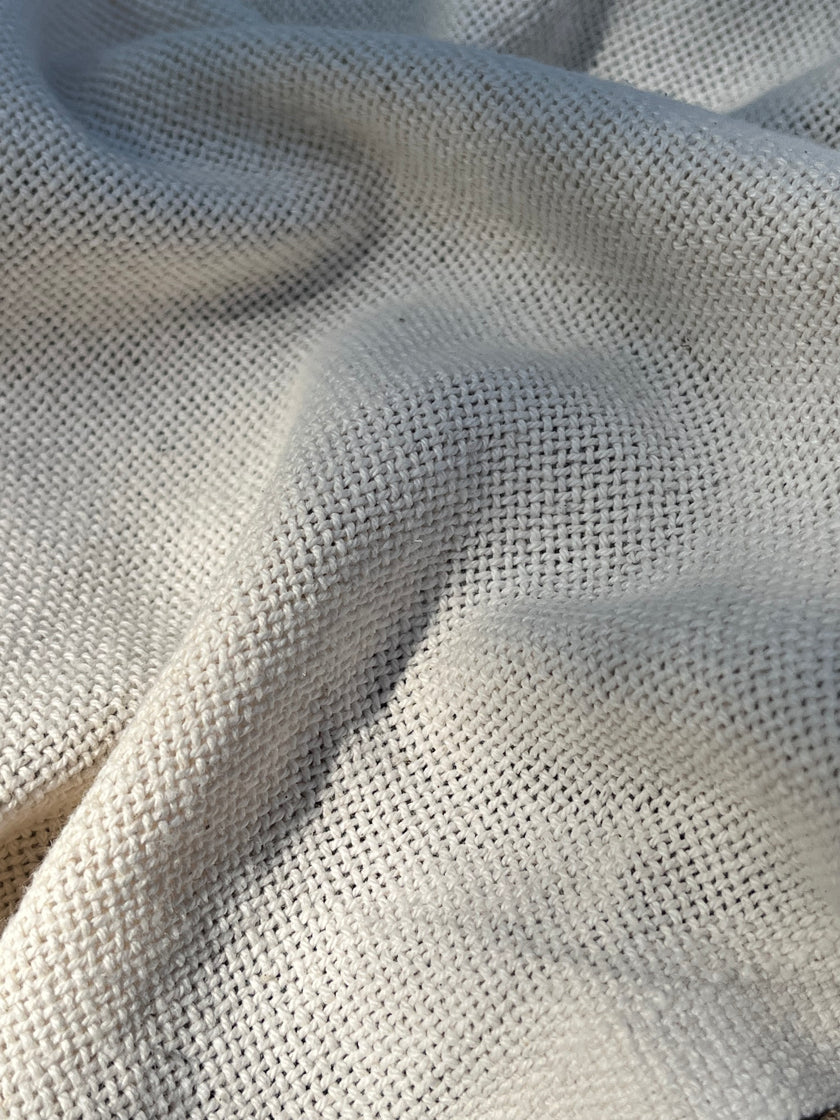 Heavy Weight Organic Cotton Open Weave Sewing Fabric, Natural Undyed, Wide Width 240 cm.