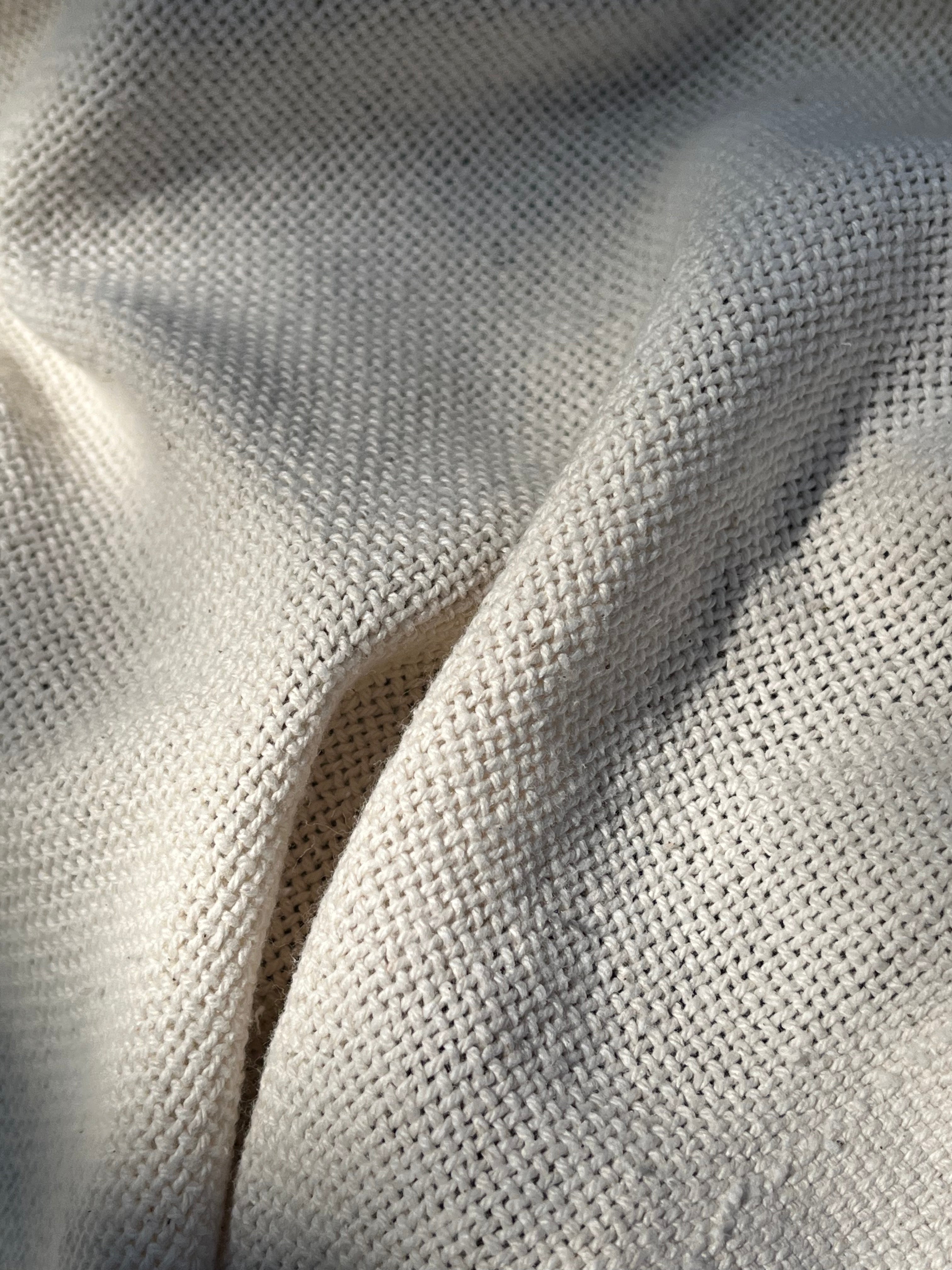 Heavy Weight Organic Cotton Open Weave Sewing Fabric, Natural Undyed, Wide Width 240 cm.