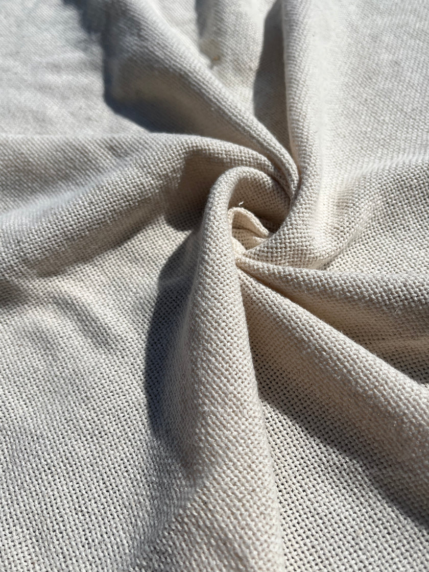 Heavy Weight Organic Cotton Open Weave Sewing Fabric, Natural Undyed, Wide Width 240 cm.