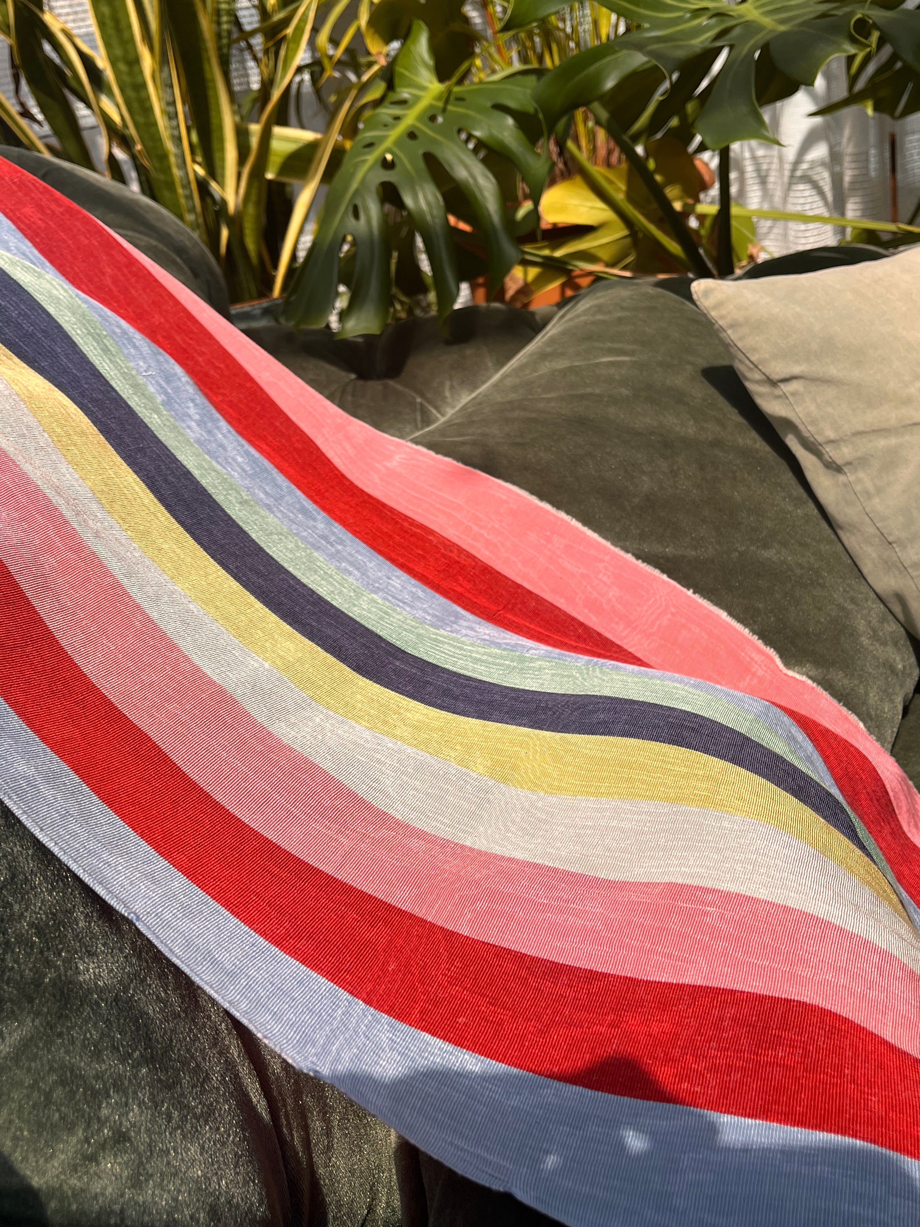 Rainbow Striped Colour Silk Moire Home Textile Interior Fabrics, Watermark Pattern.