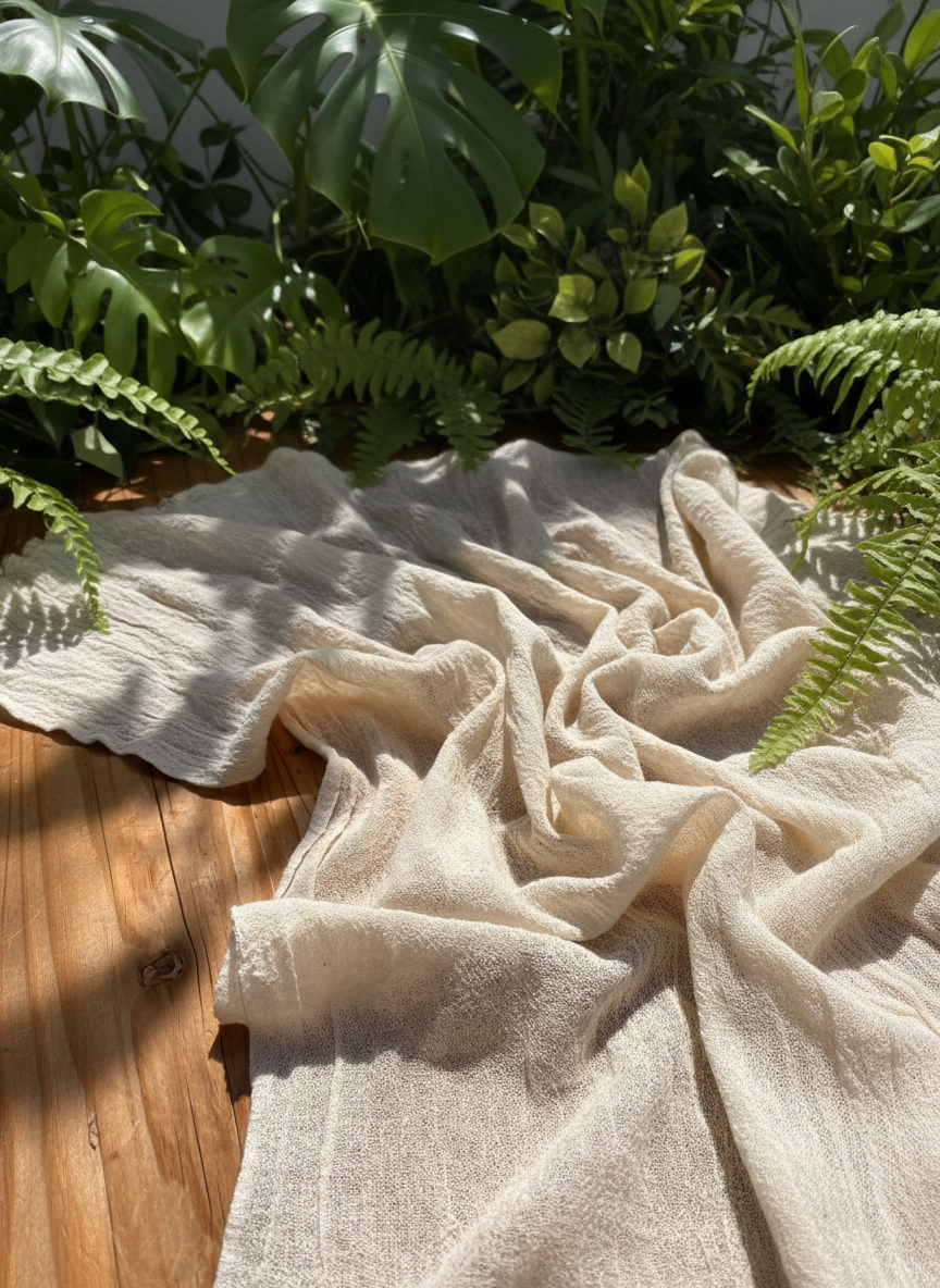 Tissu froissé en coton turc texturé spécial : qualité unique pour les robes d'été kimono et les tenues de nouveau-né | Options de gaze, transparentes et extensibles.