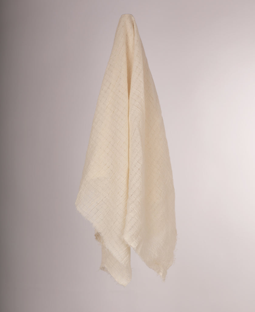 Check Weave Sheer Neutral Cotton Fabric