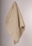 Neutral Stretchy Crinkle Linen Fabric, Textured Surface.