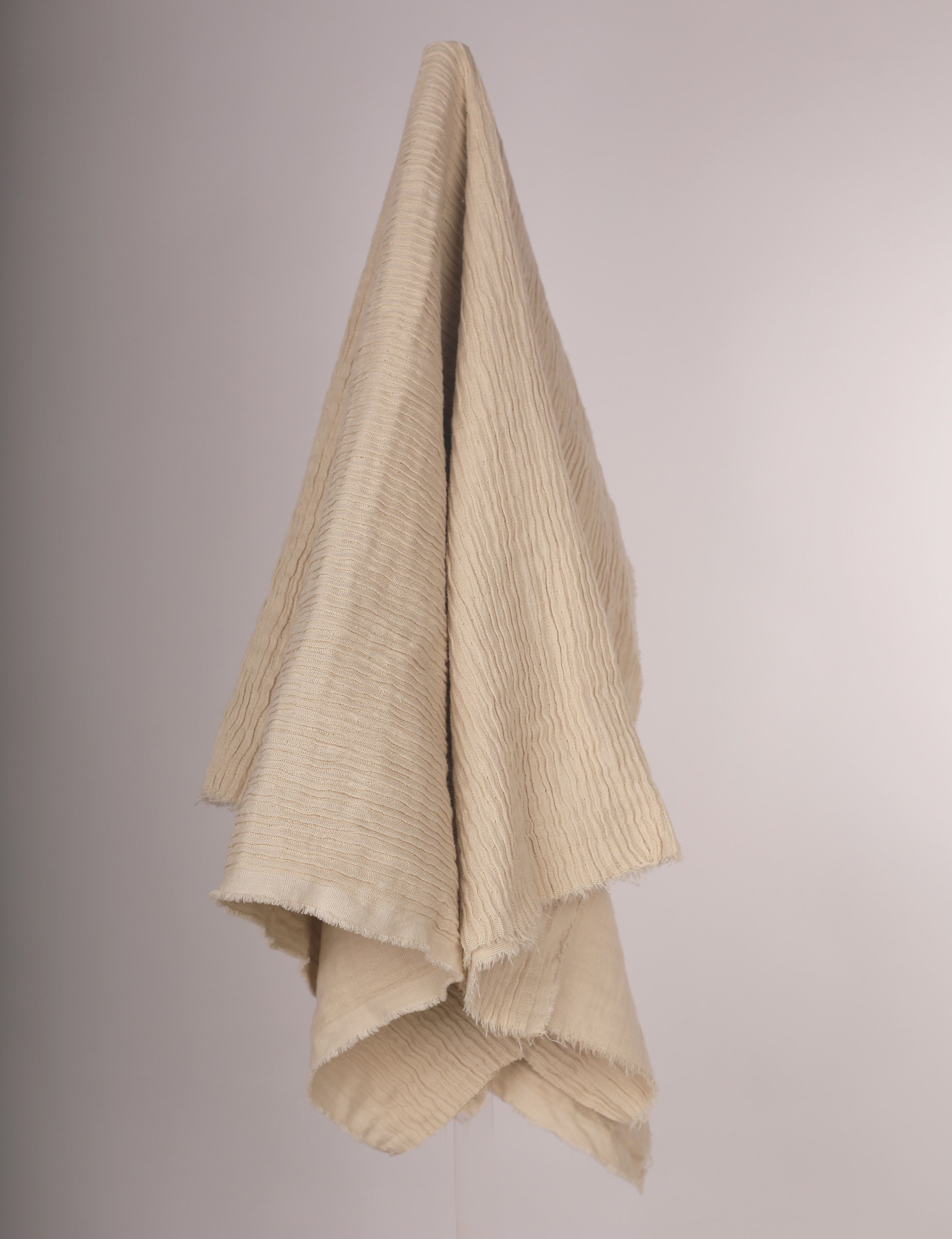 Thick Double-Face Ribbed Organic Cotton Fabric – Undyed Natural.