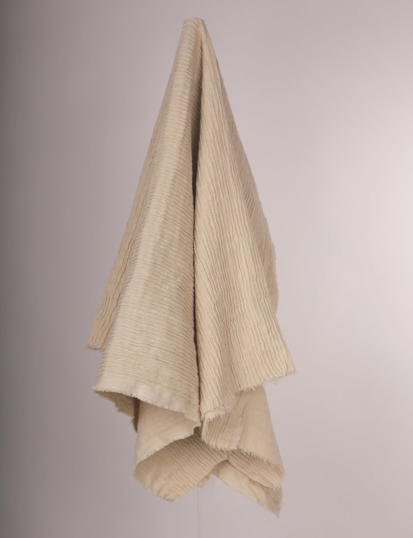 Thick Double-Face Ribbed Organic Cotton Fabric – Undyed Natural.