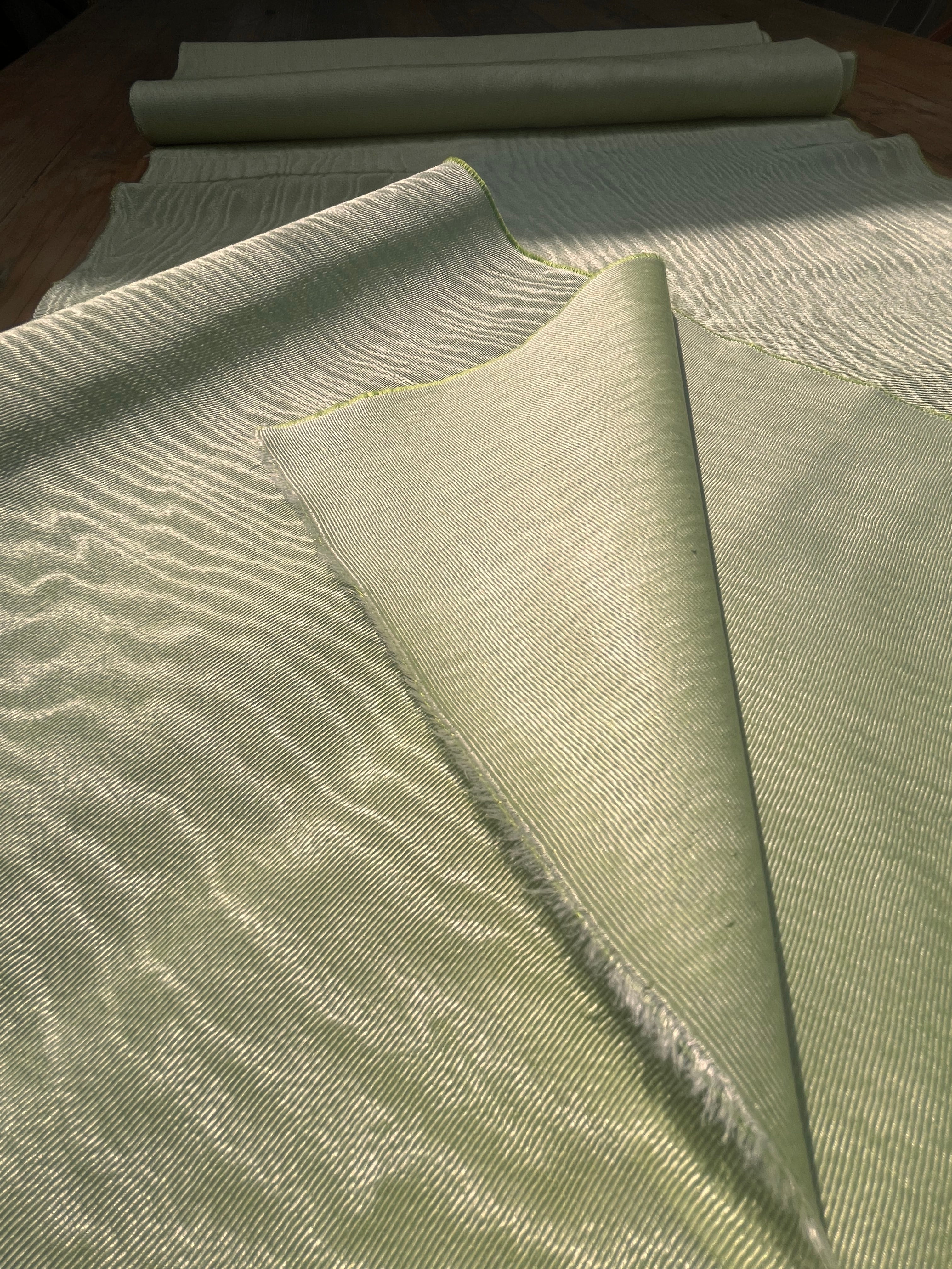 Pastel Green Home Textile Interior Fabrics, Watermark Pattern.