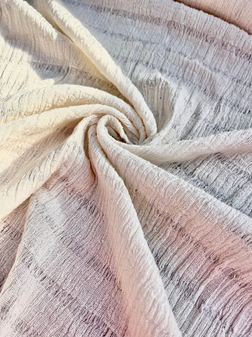 Neutral Textured Turkish Cotton Crinkle Fabric Stretchy.
