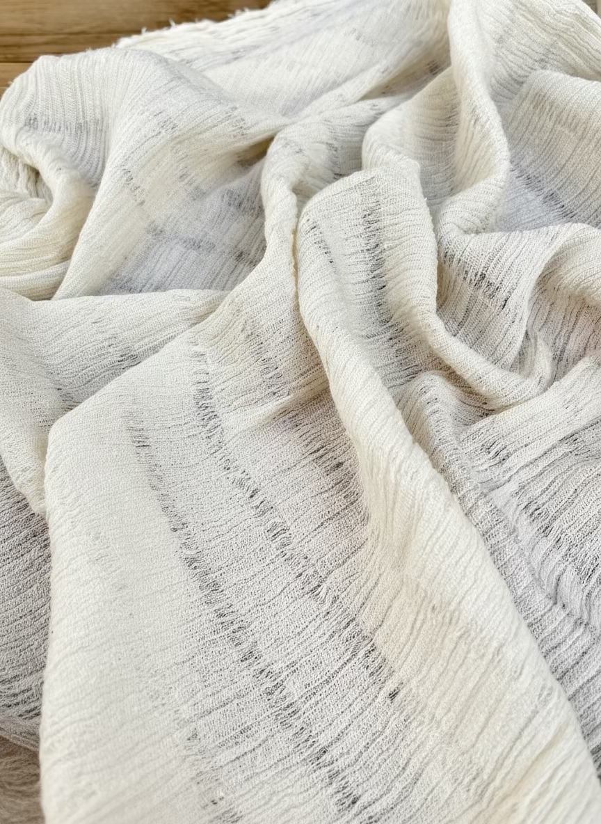 Neutral Textured Turkish Cotton Crinkle Fabric Stretchy.