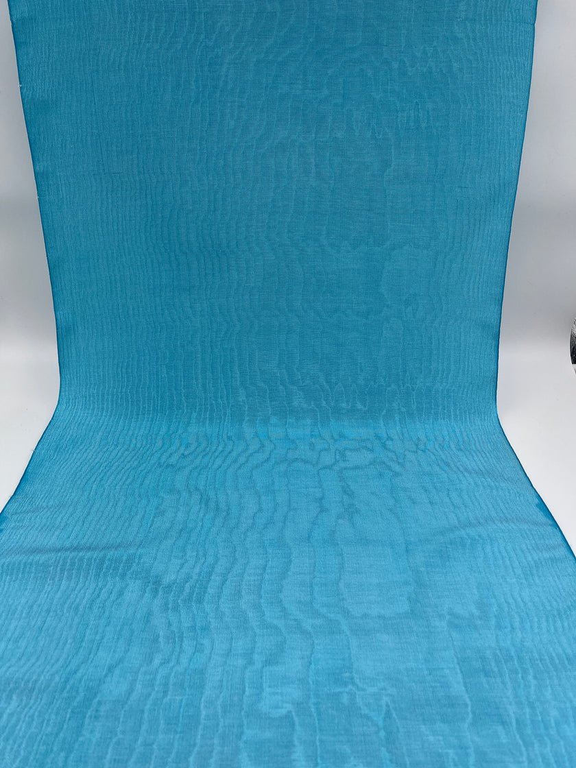 Light Blue Silk Fabric, Moire Silk Fabric, Silk By The Yard. Watermark Pattern.