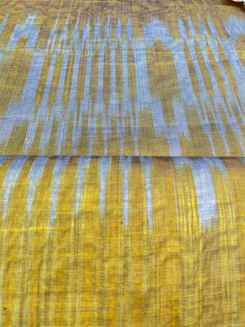 Yellow Ikat Striped Luxurious Silk Upholstery For Ottoman Headboard, Home Textile Interior Fabrics.
