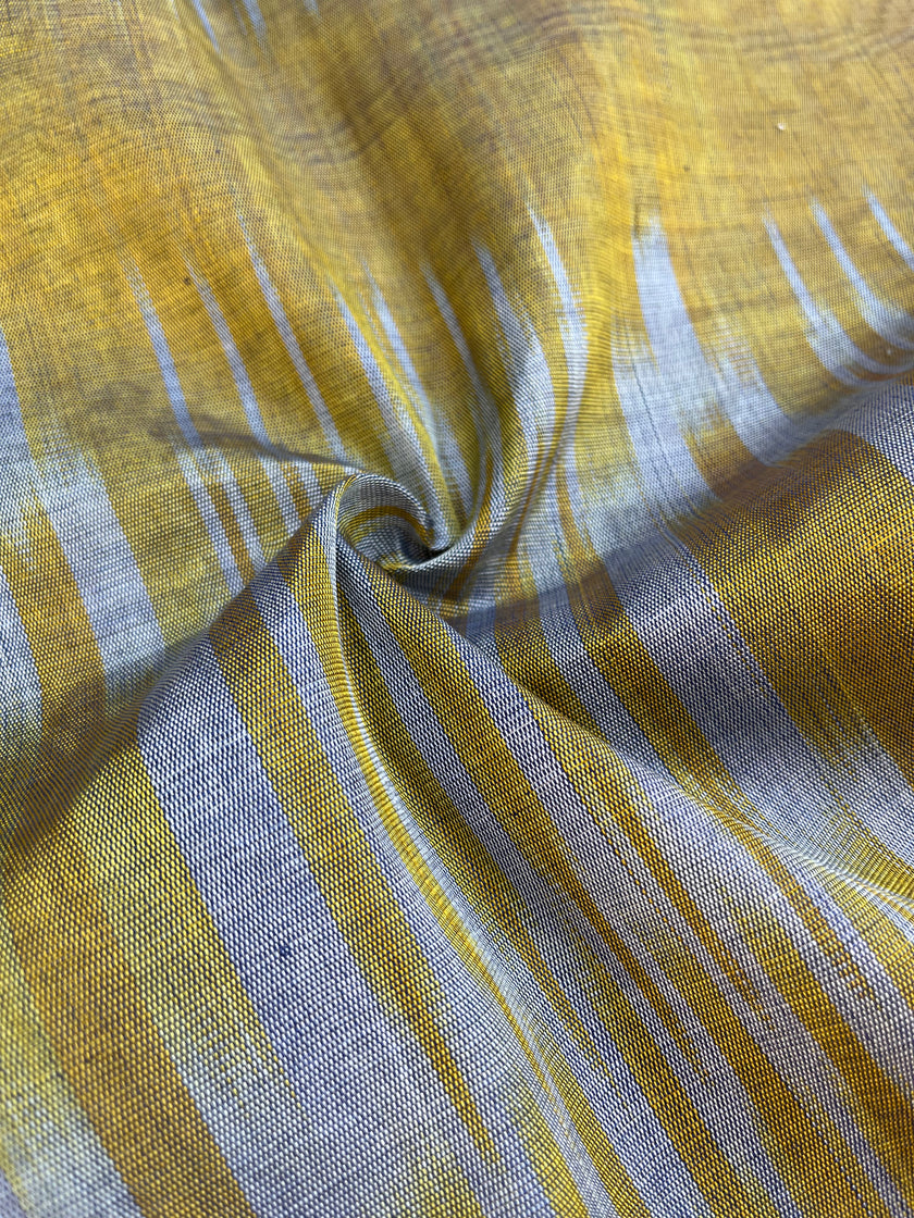 Yellow Ikat Striped Luxurious Silk Upholstery For Ottoman Headboard, Home Textile Interior Fabrics.