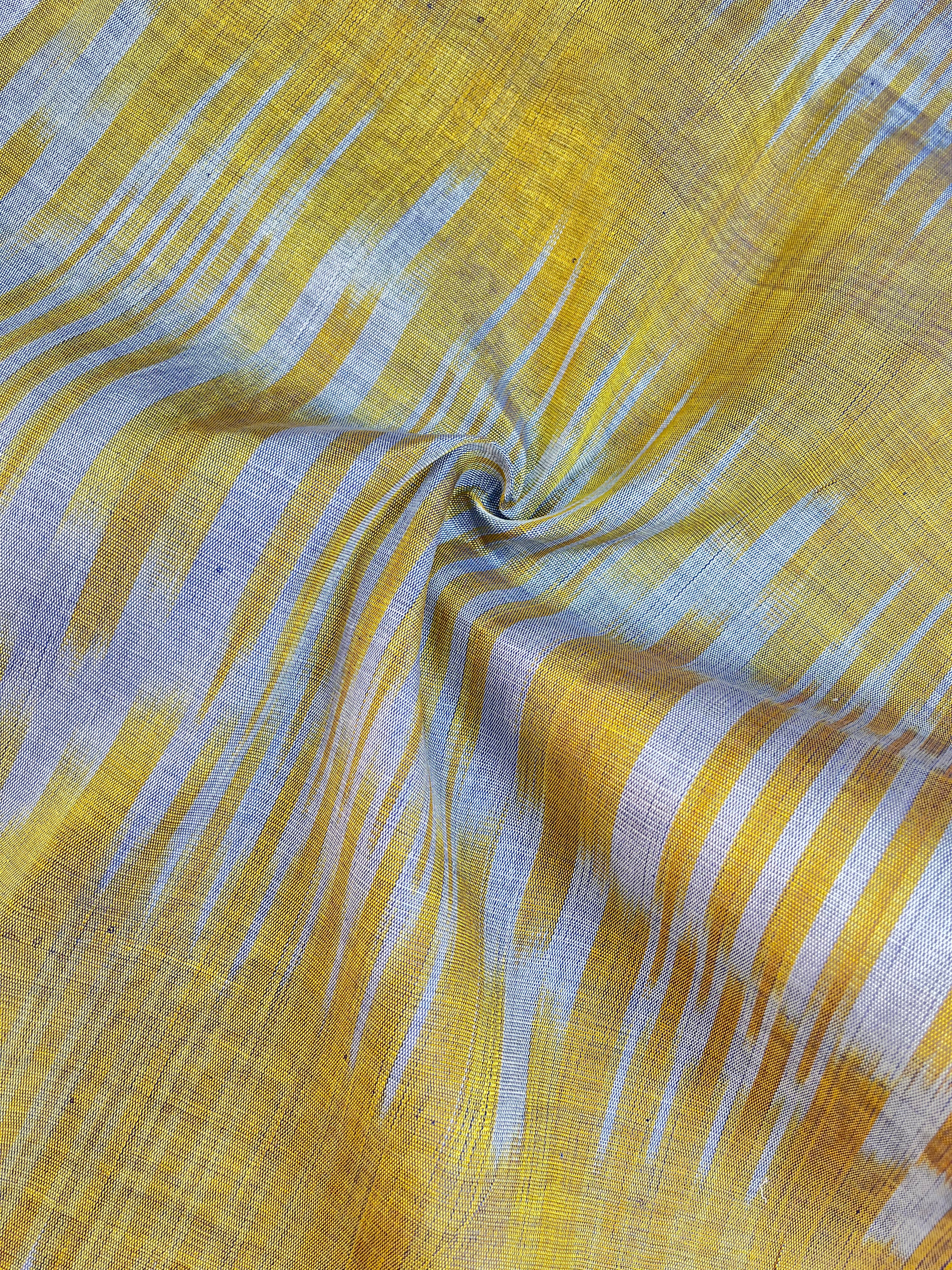 Yellow Ikat Striped Luxurious Silk Upholstery For Ottoman Headboard, Home Textile Interior Fabrics.