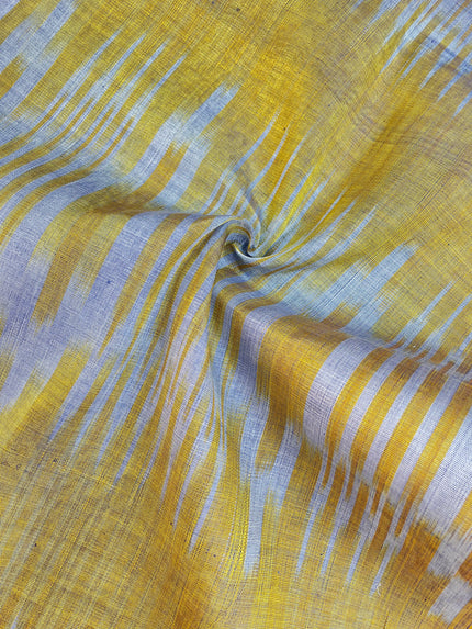 Yellow Ikat Striped Luxurious Silk Upholstery For Ottoman Headboard, Home Textile Interior Fabrics.