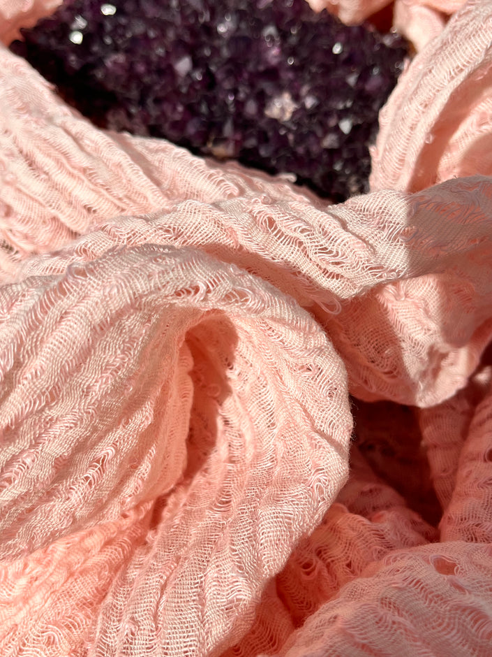 Dry Rose Pink Unique Natural Fabrics: Funky, Sheer, and Textured Cotton Linen.