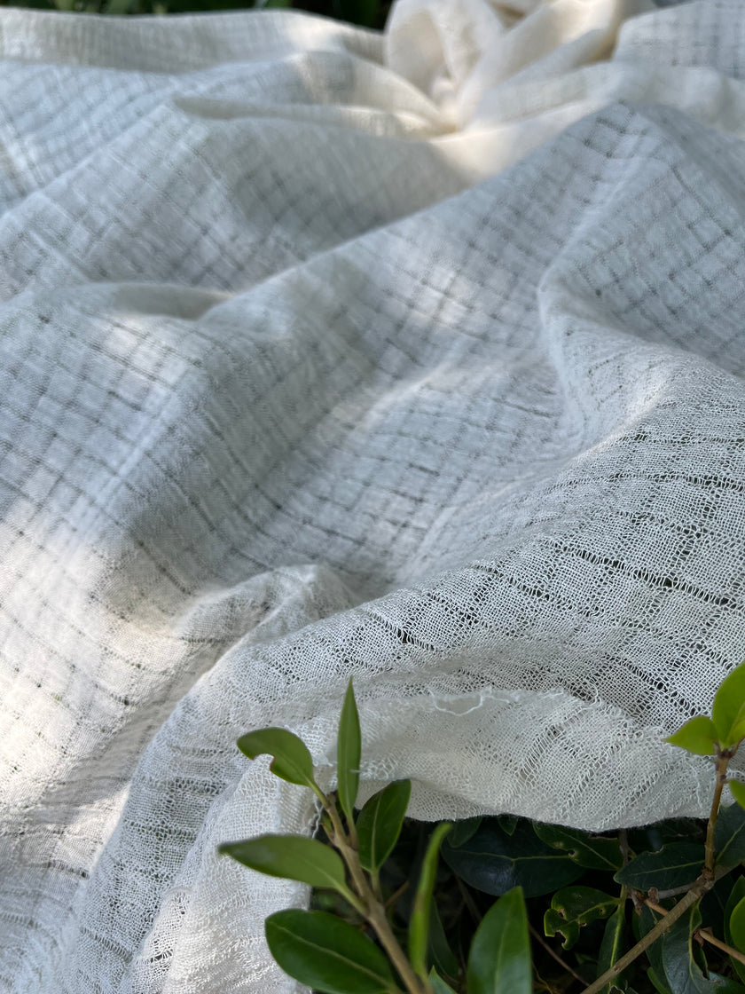 Check Weave Sheer Neutral Cotton Fabric