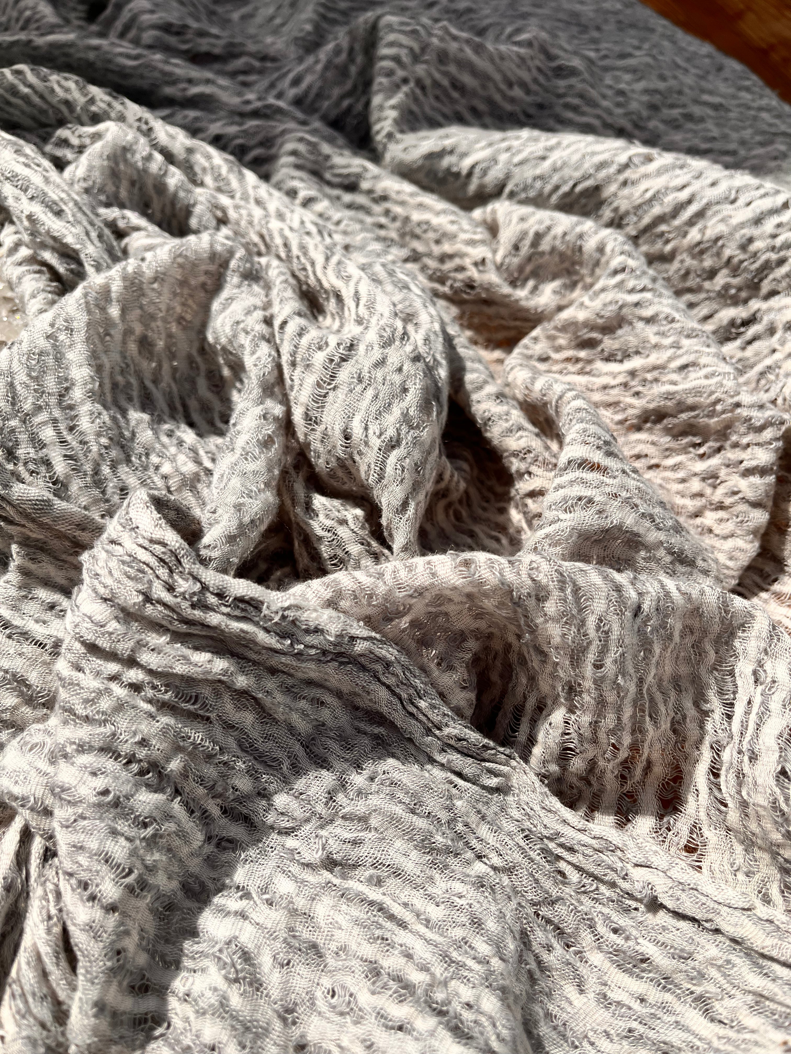 Light Gray Unique Natural Fabrics: Funky, Sheer, and Textured Cotton Linen.