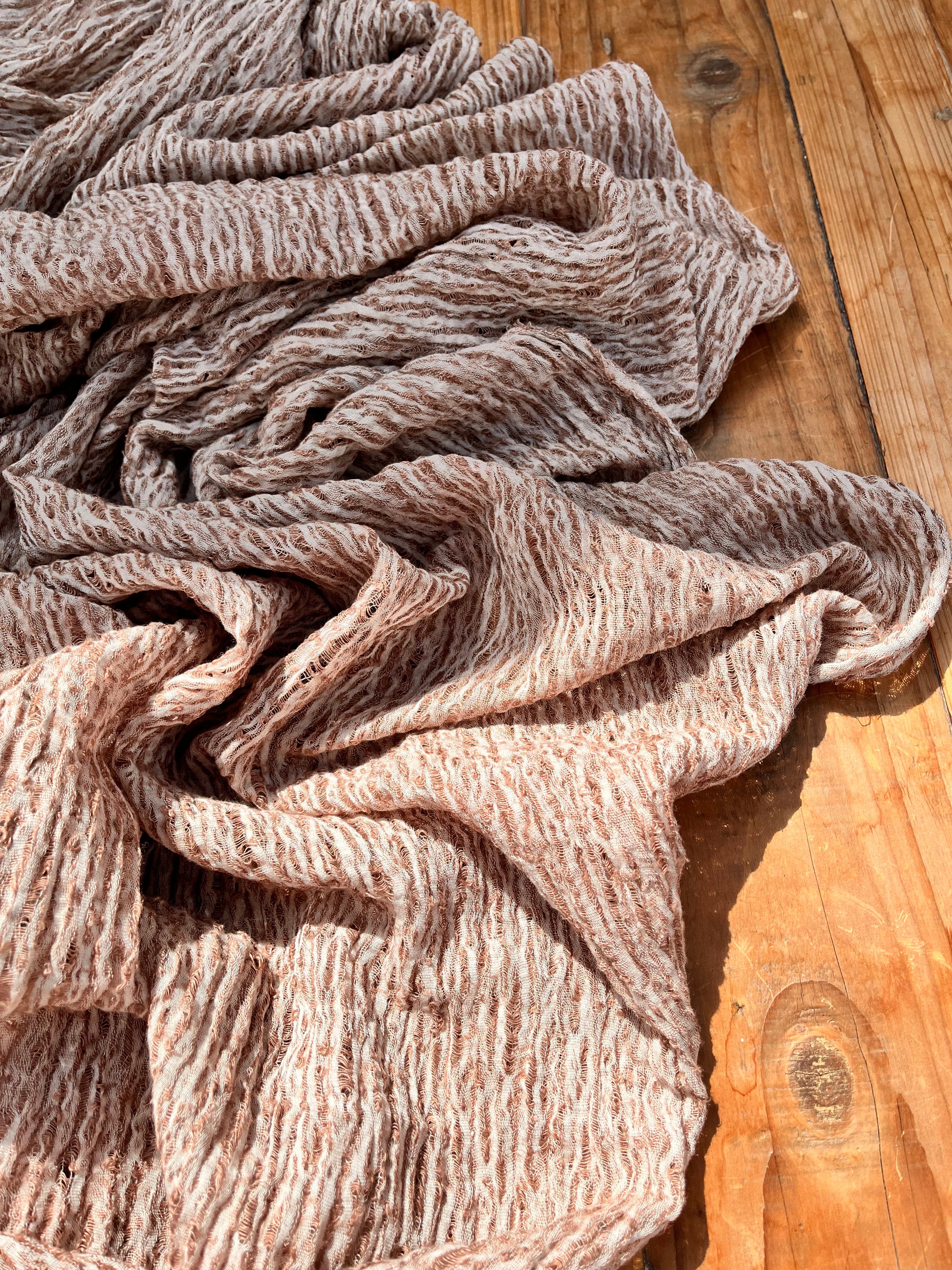 Brown Linen Fabric By The Yard Textured Handloom Semi-Sheer Natural Fabrics..