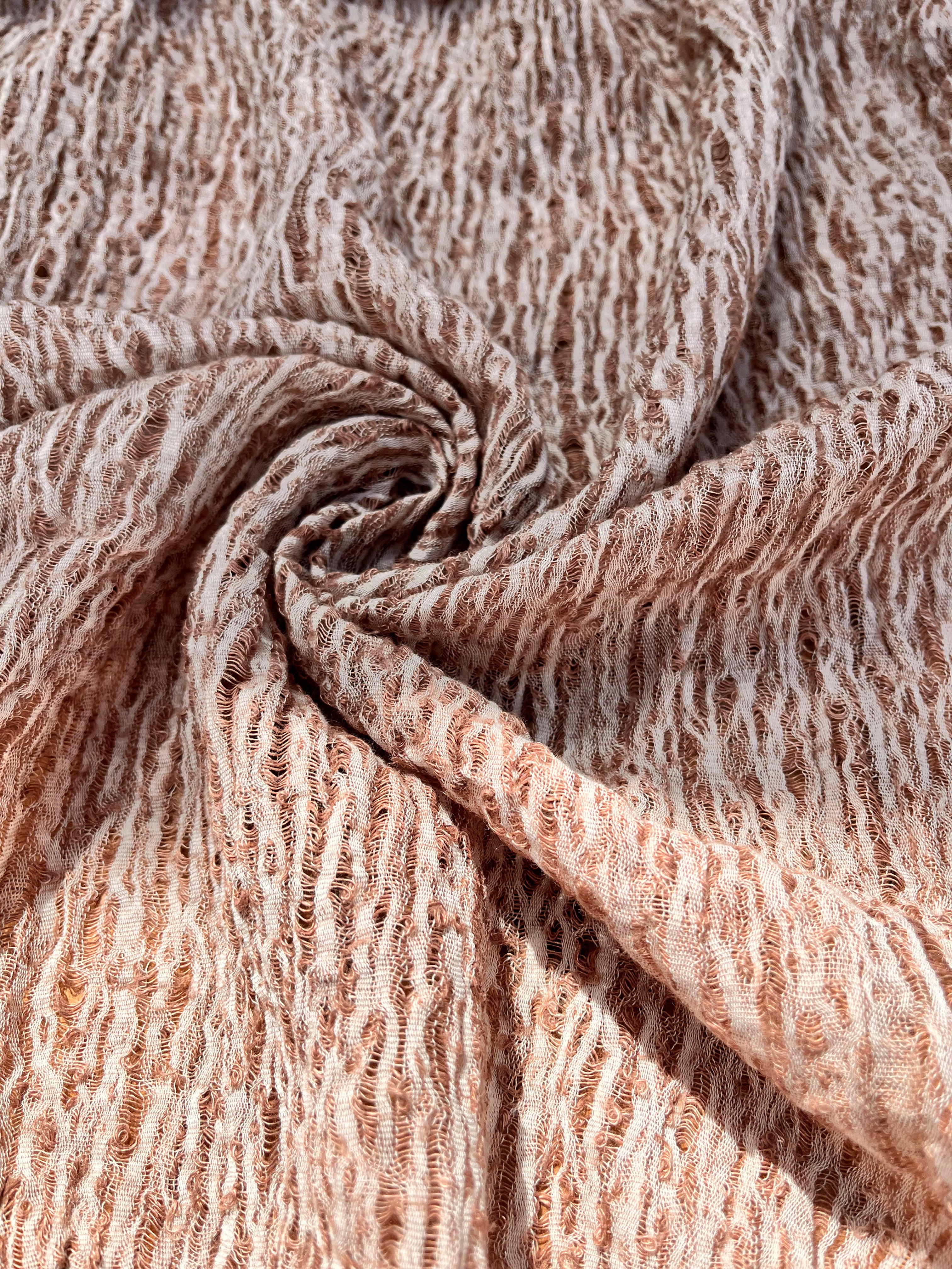 Brown Linen Fabric By The Yard Textured Handloom Semi-Sheer Natural Fabrics..