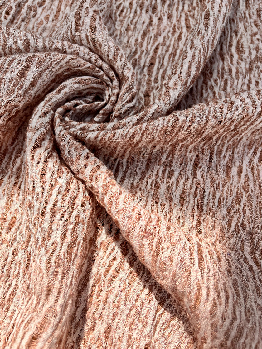 Brown Linen Fabric By The Yard Textured Handloom Semi-Sheer Natural Fabrics..