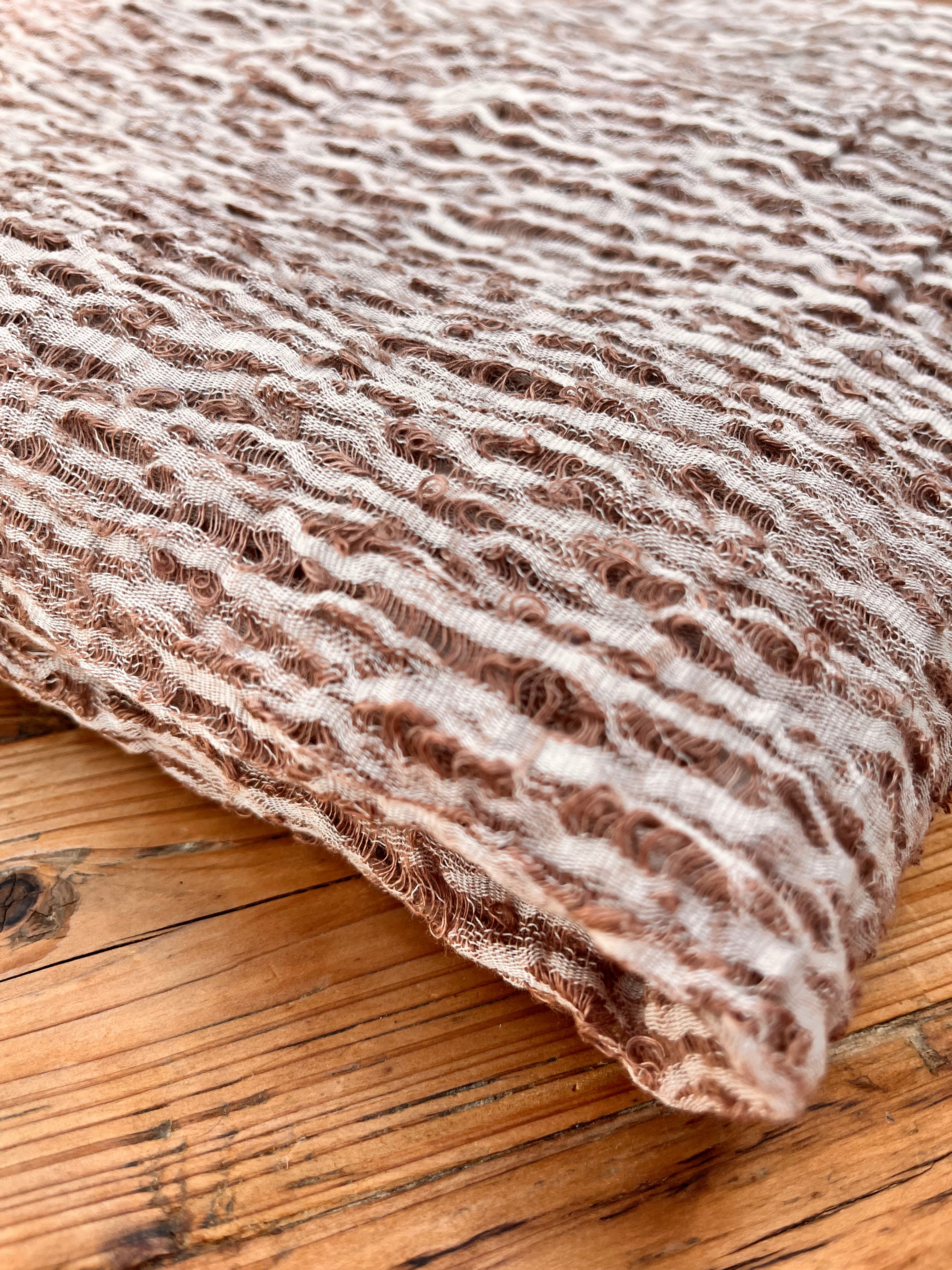 Brown Linen Fabric By The Yard Textured Handloom Semi-Sheer Natural Fabrics..