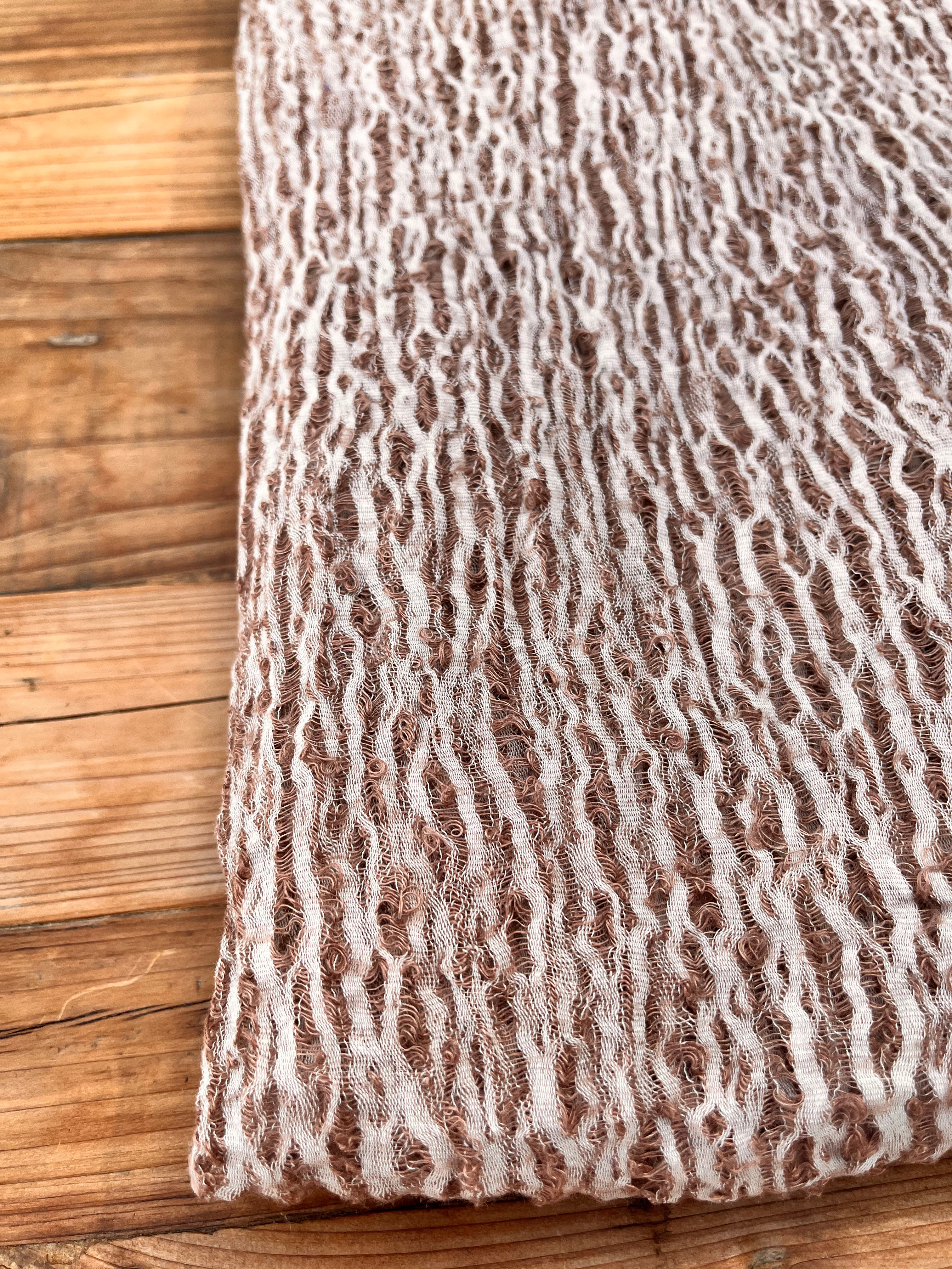 Brown Linen Fabric By The Yard Textured Handloom Semi-Sheer Natural Fabrics..