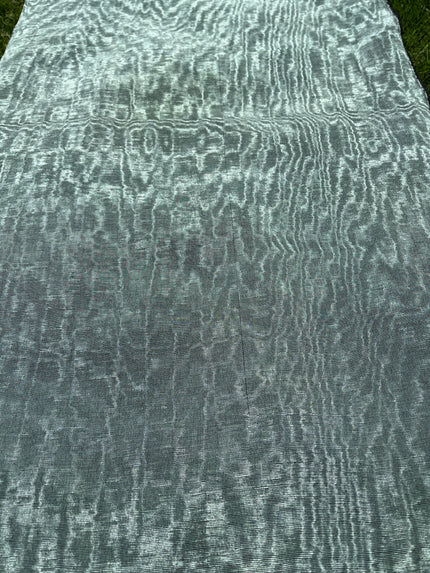 Sage Green Colour Silk Moire Home Textile Interior Fabrics, Watermark Pattern.