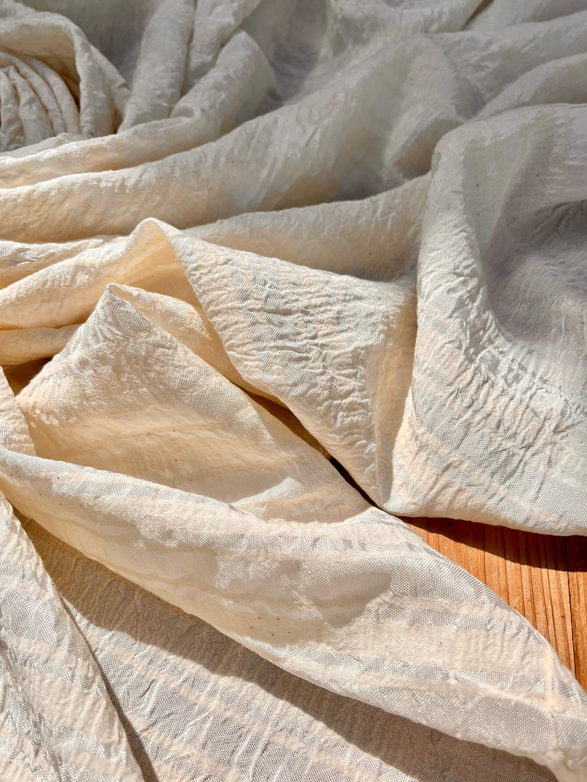 Striped and Textured Silk Linen Fabrics Crinkle
