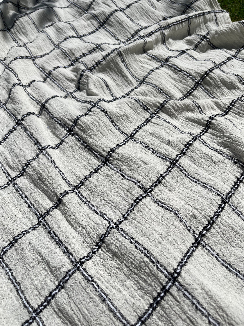 Cotton Gauze Fabric Sheer & Stretchy With Stripes