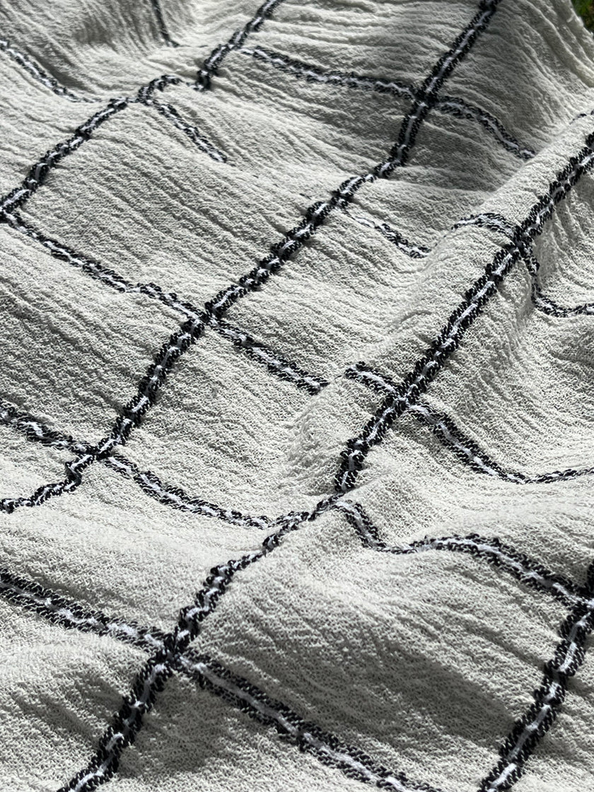 Cotton Gauze Fabric Sheer & Stretchy With Stripes
