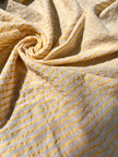 Yellow Striped Organic Cotton Fabric By The Meter, Crinkle Fabric With Pin Stripes.