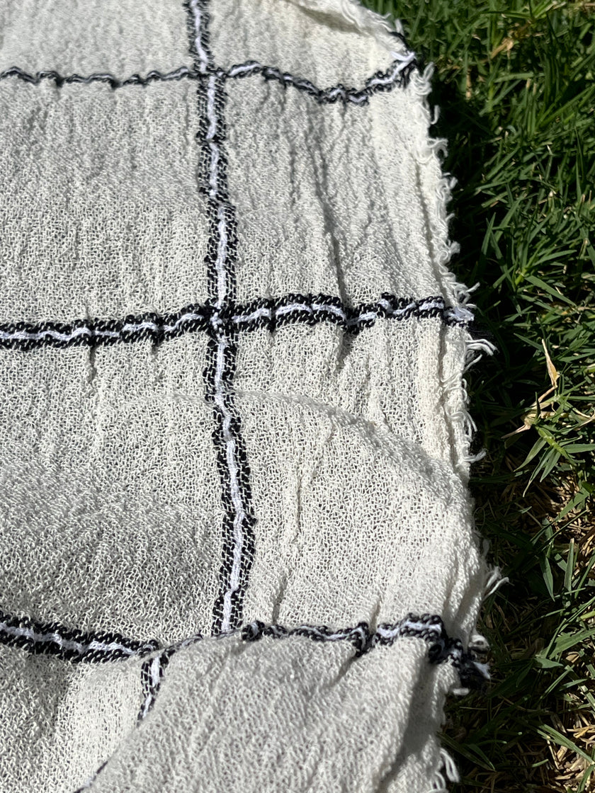 Cotton Gauze Fabric Sheer & Stretchy With Stripes