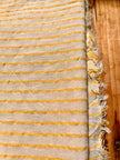 Yellow Striped Organic Cotton Fabric By The Meter, Crinkle Fabric With Pin Stripes.