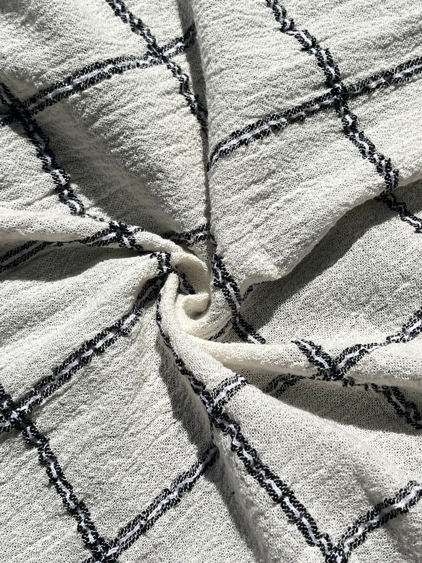 Cotton Gauze Fabric Sheer & Stretchy With Stripes