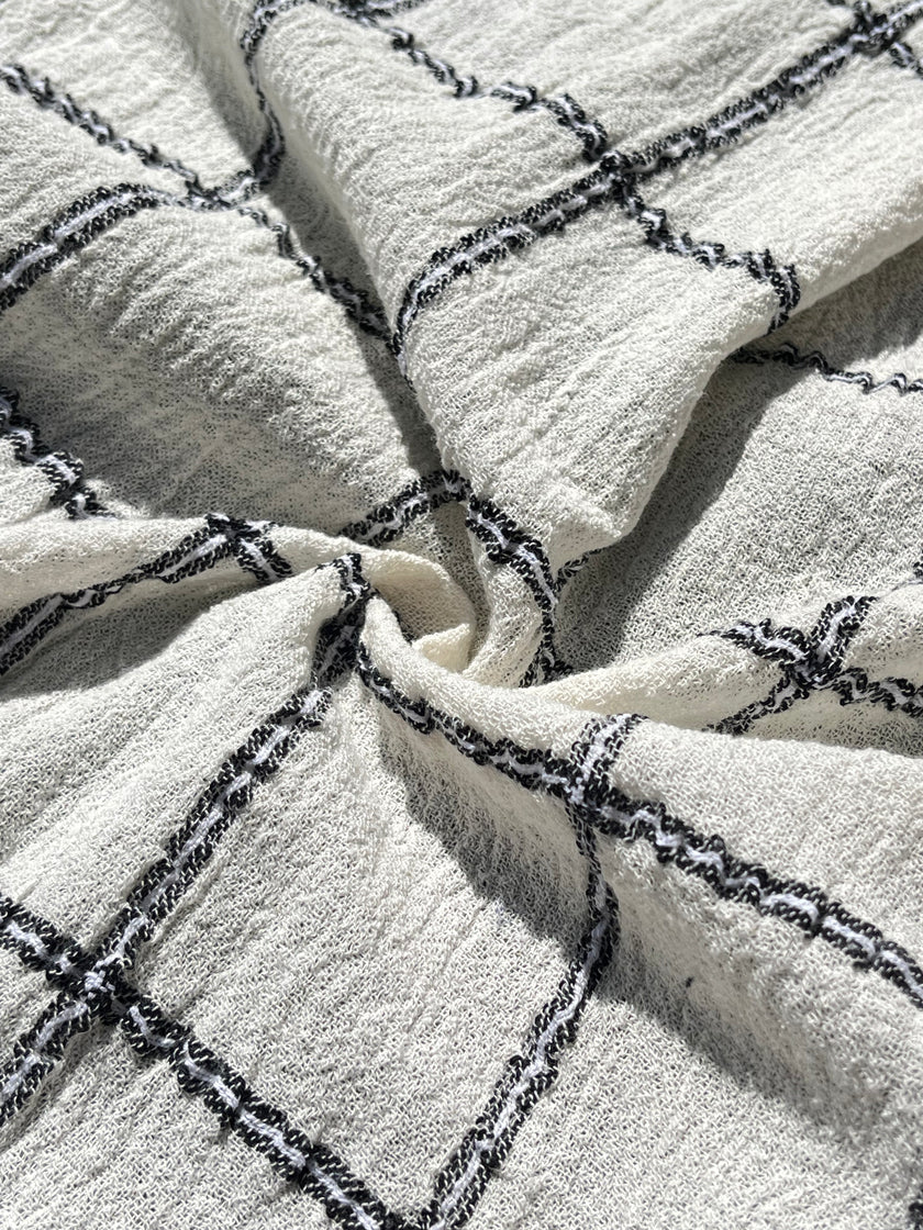 Cotton Gauze Fabric Sheer & Stretchy With Stripes
