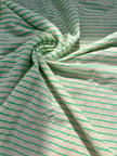 Mint Green Striped Neutral Organic Cotton Fabric By The Meter.
