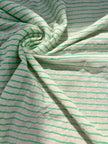 Mint Green Striped Neutral Organic Cotton Fabric By The Meter.