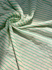Mint Green Striped Neutral Organic Cotton Fabric By The Meter.