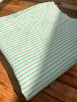 Mint Green Striped Neutral Organic Cotton Fabric By The Meter.