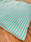 Mint Green Striped Neutral Organic Cotton Fabric By The Meter.