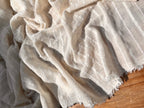 White Pin Striped Neutral Organic Cotton Fabric By The Meter.