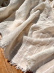 White Pin Striped Neutral Organic Cotton Fabric By The Meter.