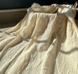 Neutral Stretchy Crinkle Cotton Fabric, Textured Surface,Off White Ivory Cotton Fabric, Light Weight.