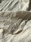 Neutral Stretchy Crinkle Cotton Fabric, Textured Surface,Off White Ivory Cotton Fabric, Light Weight.