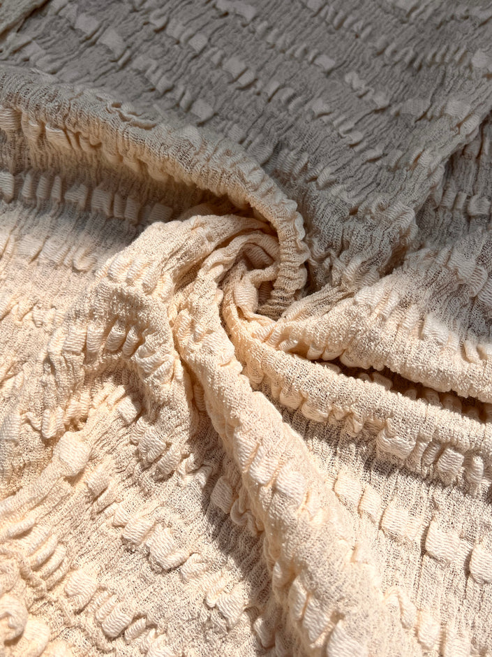 Undyed Textured Cotton Crinkle Fabric Gauze, Sheer & Stretchy.
