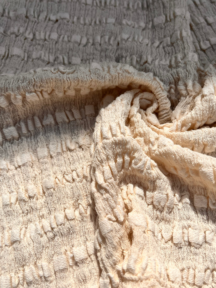 Undyed Textured Cotton Crinkle Fabric Gauze, Sheer & Stretchy.