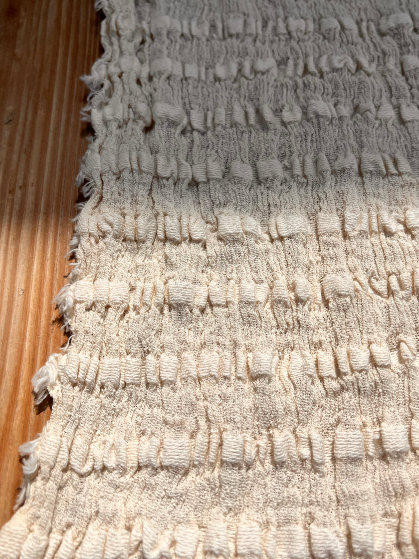 Undyed Textured Cotton Crinkle Fabric Gauze, Sheer & Stretchy.