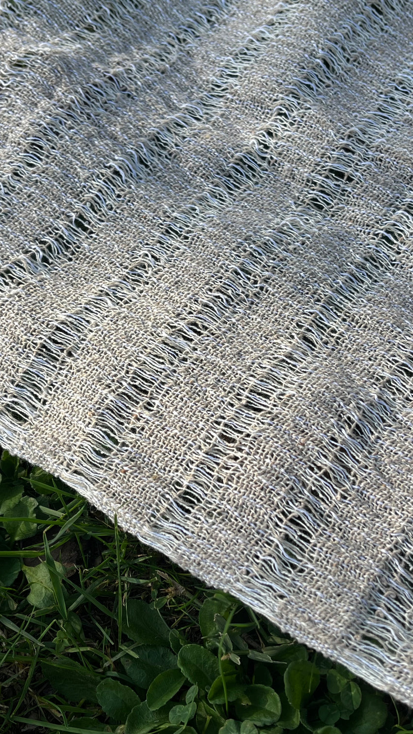 Close-up of handwoven organic cotton fabric texture